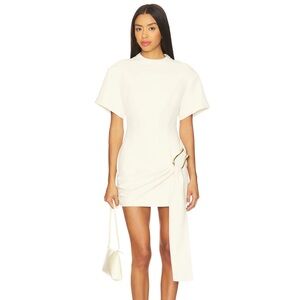 Lioness Cream Mini Dress with Draped Ring Detail